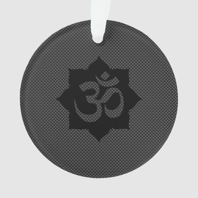 OM Symbol Lotus Spirituality in Carbon Fiber Style Ornament (Front)