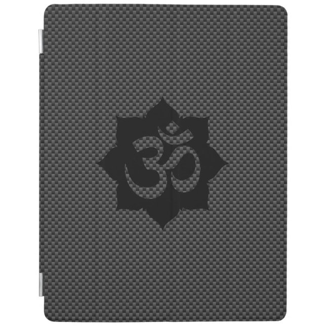 OM Symbol Lotus Spirituality Yoga Carbon Style iPad Smart Cover (Front)