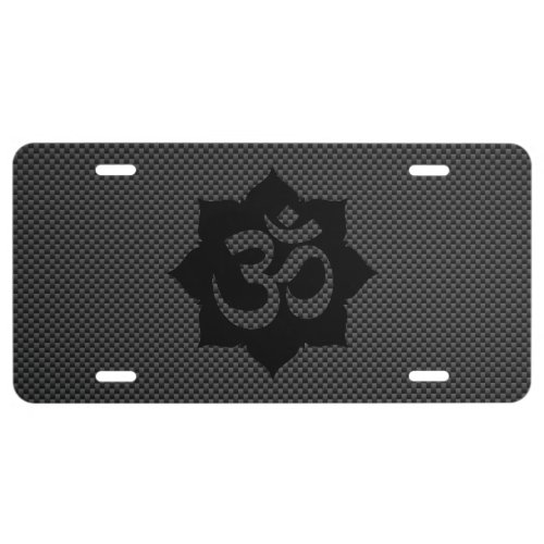 OM Symbol Lotus Spirituality Yoga Carbon Style License Plate