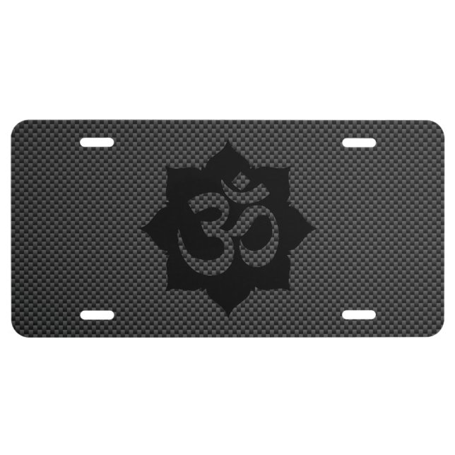 OM Symbol Lotus Spirituality Yoga Carbon Style License Plate (Front)