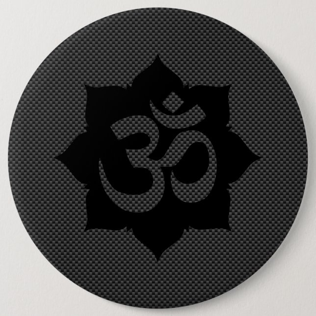 OM Symbol Lotus Spirituality Yoga Carbon Style Pinback Button (Front)