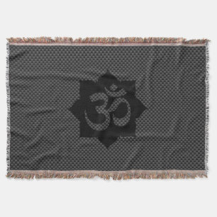 OM Symbol Lotus Spirituality Yoga Carbon Style Throw Blanket