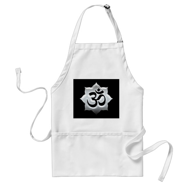 OM Symbol Lotus Spirituality Yoga Crest Adult Apron (Front)