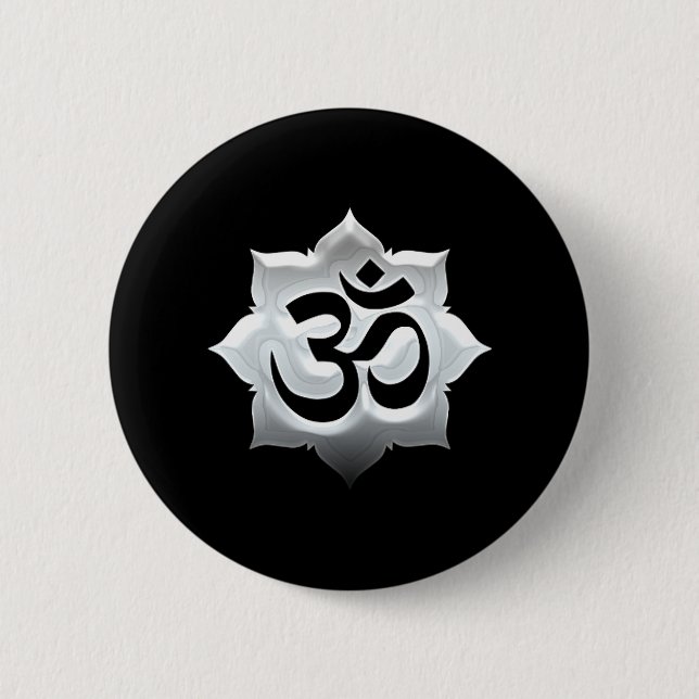 OM Symbol Lotus Spirituality Yoga Crest Pinback Button (Front)