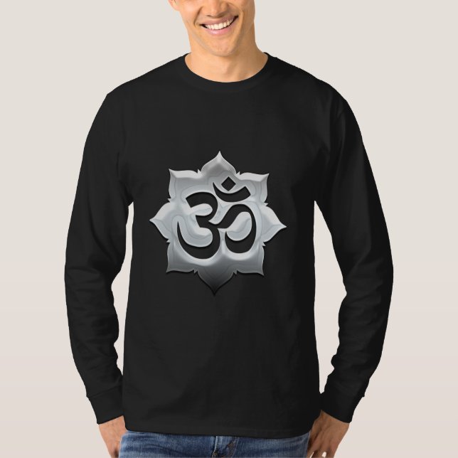OM Symbol Lotus Spirituality Yoga Crest T-Shirt (Front)