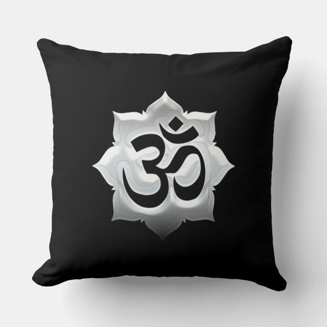 OM Symbol Lotus Spirituality Yoga Crest Throw Pillow (Front)