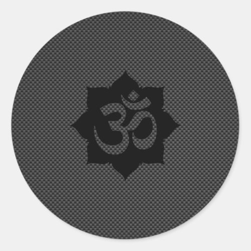 OM Symbol Lotus Spirituality Yoga in Carbon Fiber Classic Round Sticker