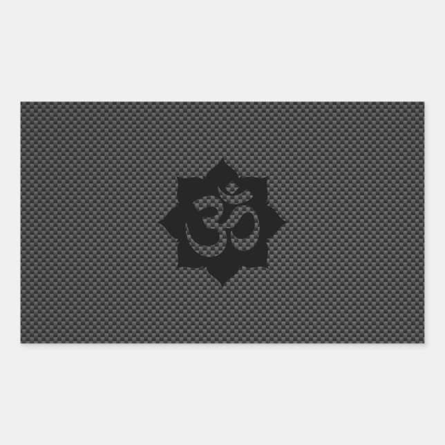 OM Symbol Lotus Spirituality Yoga in Carbon Fiber Rectangular Sticker (Front)