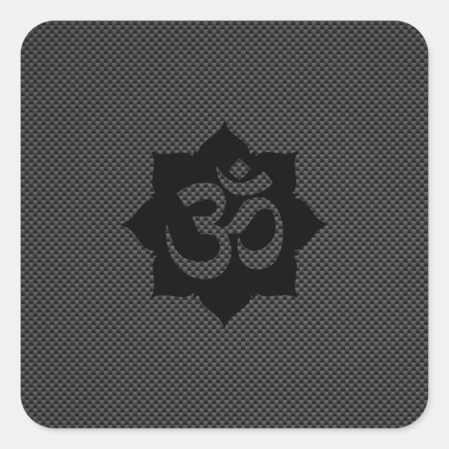 OM Symbol Lotus Spirituality Yoga in Carbon Fiber Square Sticker (Front)