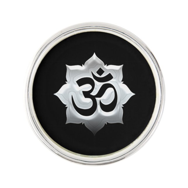 OM Symbol Lotus Spirituality Yoga Pin (Front)