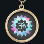 *~* OM Symbol Lotus Watercolor . Mandala Gold Plated Necklace<br><div class="desc">* Energetically Enhanced - An OM Symbol Lotus Watercolor Mandala on a black background.* GOLD Plated. Black background. It can be Zen , Esoteric , New Age , Metaphysical , and Spiritual helping with meditation and mindfulness. Here for you is a strikingly beautiful new age metaphysically spiritually inclined eye-catching design...</div>