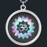 *~* OM Symbol . Lotus Watercolor  Mandala Silver Plated Necklace<br><div class="desc">* Energetically Enhanced - An OM Symbol Lotus Watercolor Mandala on a black background.* Silver Plated. Black background. It can be Zen , Esoteric , New Age , Metaphysical , and Spiritual helping with meditation and mindfulness. Here for you is a strikingly beautiful new age metaphysically spiritually inclined eye-catching design...</div>