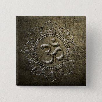 Om Symbol Mandala Bronze Metal Effect 2 Button by plurals at Zazzle