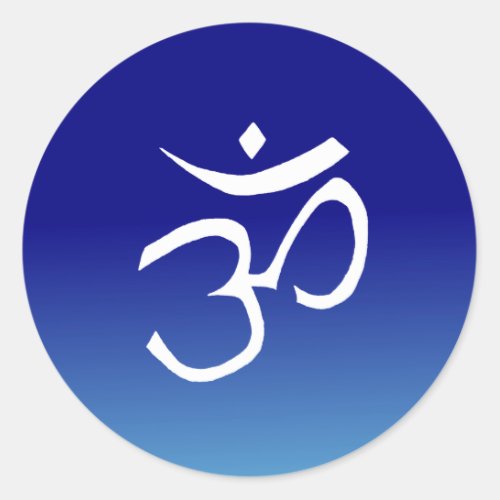 Om Symbol Meditation Blue Ombre Namaste Classic Round Sticker