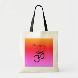 Om Symbol Monogram Rainbow Colors Tote Bag
