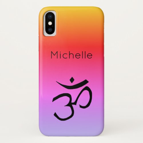 Om Symbol Monogram Rainbow Purple and Orange iPhone X Case