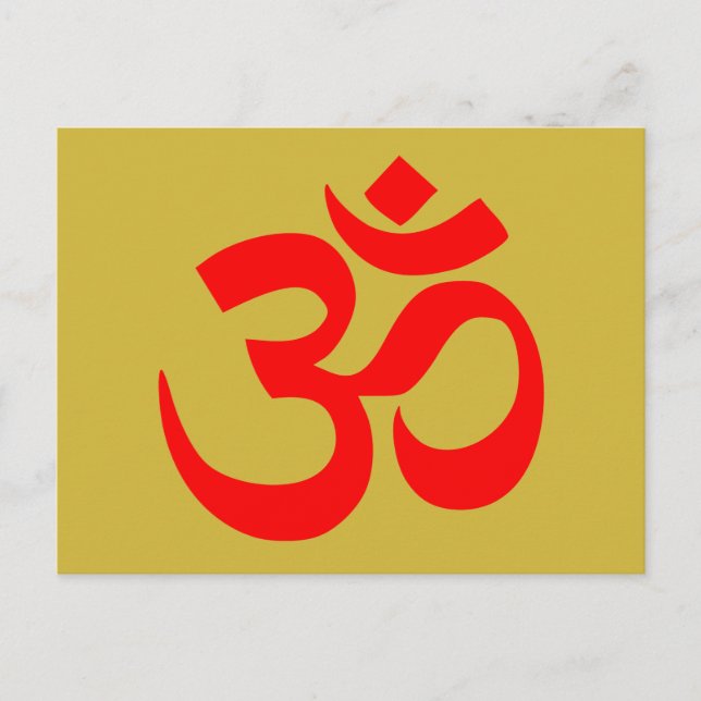Om Symbol Mystical Sound in Hindu Buddhism Pink Postcard (Front)