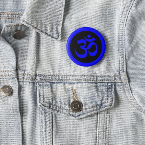 Om Symbol on Blue and Black Badge Button