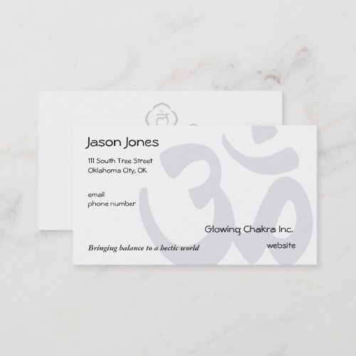 Om Symbol on front 7 Chakras in a Circle on back Business Card