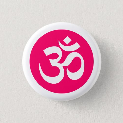 Om Symbol on White and Pink Badge Pinback Button