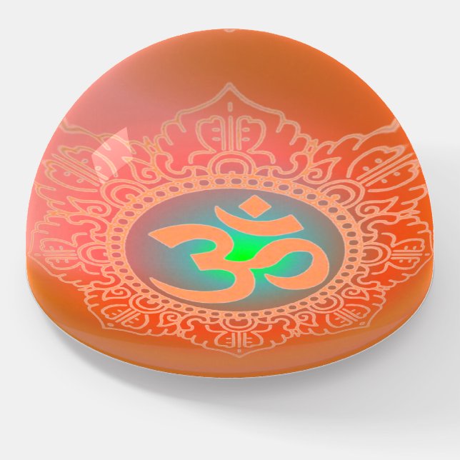 OM Symbol Orange  Paperweight (Angled)