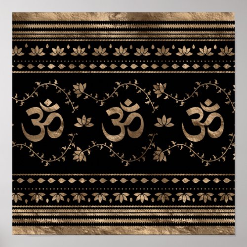 OM symbol ornament _ black and gold Poster