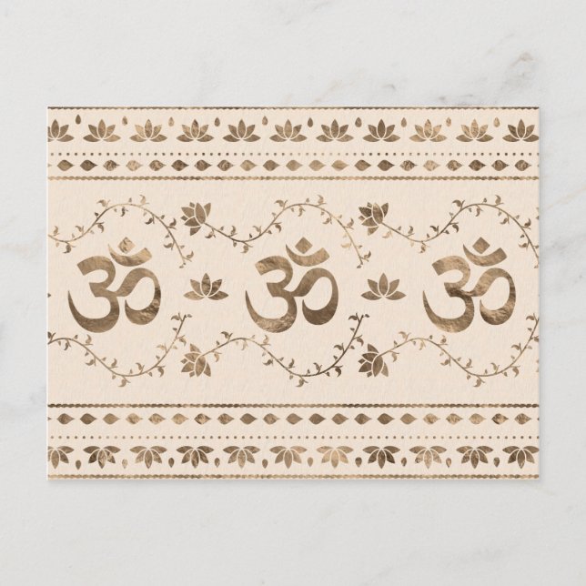 OM symbol ornament - pastel gold Postcard (Front)