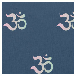 Om symbol pattern Sanskrit pastel pink green blue Fabric