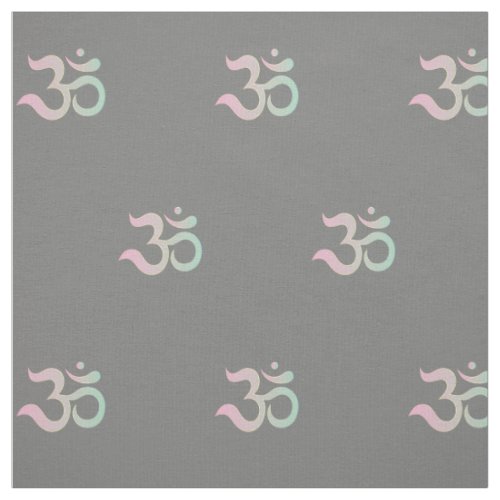 Om symbol pattern Sanskrit pastel pink green gray Fabric