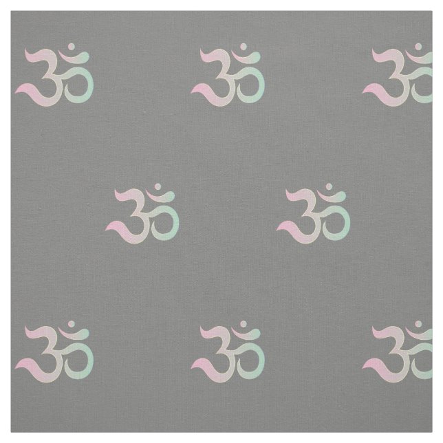 Om symbol pattern Sanskrit pastel pink green gray Fabric (Swatch)