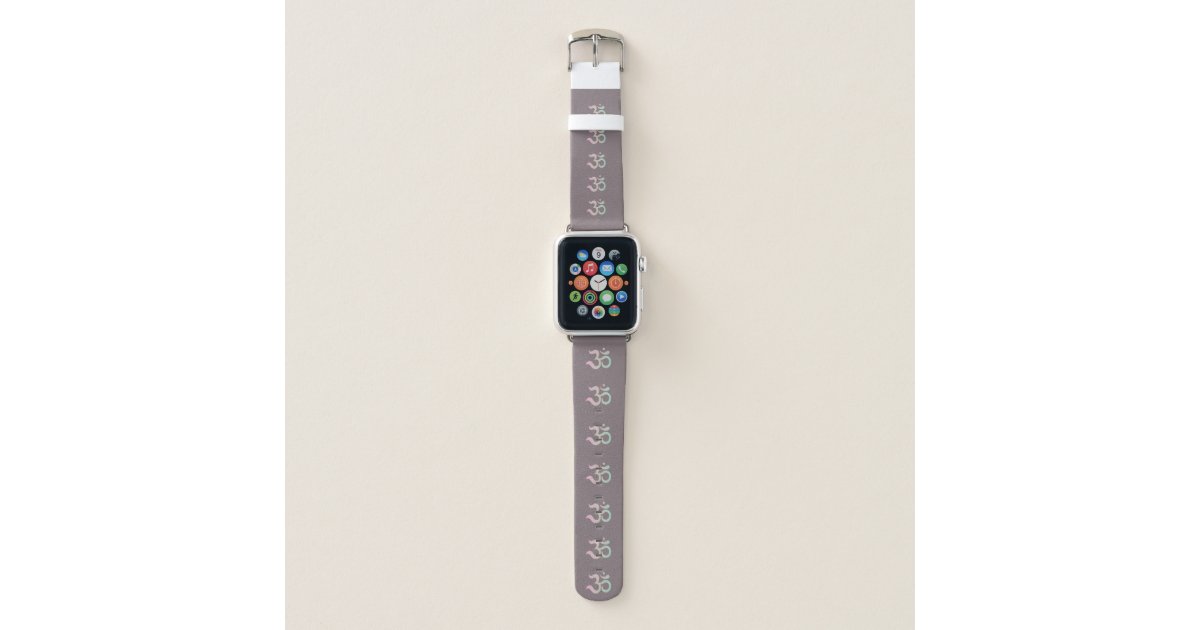 Om Symbol Pattern Sanskrit Pastel Pink Green Mauve Apple Watch Band Zazzle Com
