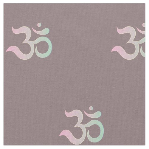 Om symbol pattern Sanskrit pastel pink green mauve Fabric