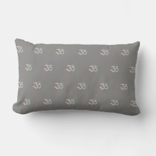 Om symbol pattern Sanskrit Zen pastel gray cushion