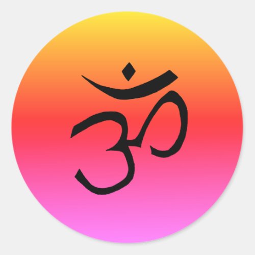Om Symbol Rainbow Meditation Namaste Classic Round Sticker