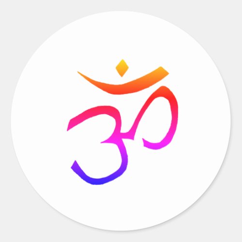 Om Symbol Rainbow White Meditation Namaste Classic Round Sticker
