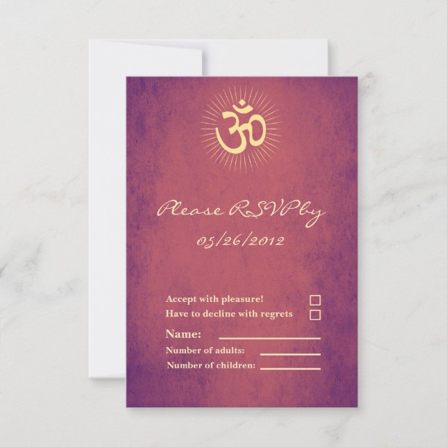 OM Symbol RSVP Card Hindu Wedding (Front)