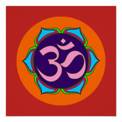 om symbol sacred Buddhism religion zen yoga flower Poster