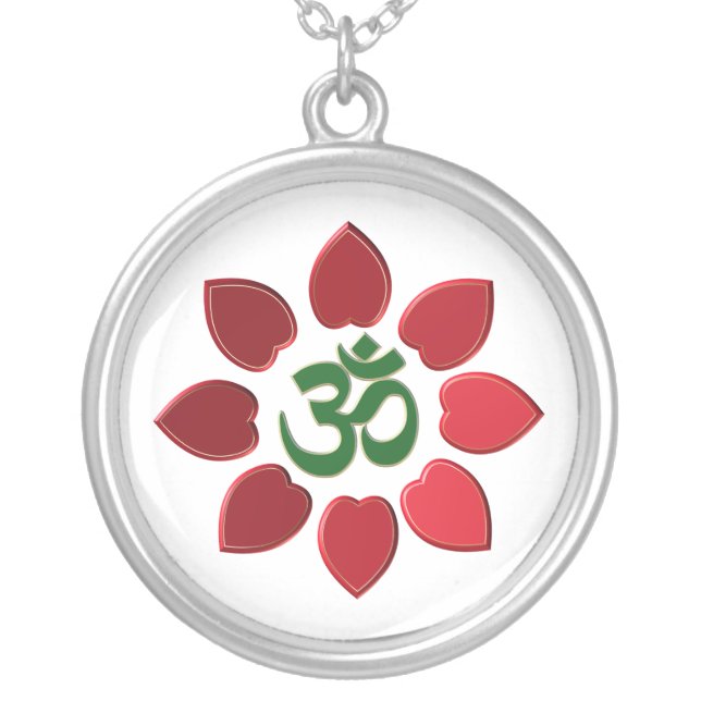 Om symbol silver plated necklace (Front)