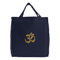 OM Symbol Spirituality Yoga Embroidery Embroidered Tote Bag