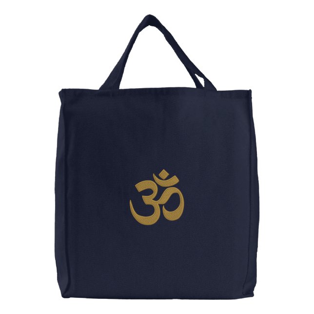 OM Symbol Spirituality Yoga Embroidery Embroidered Tote Bag (Front)