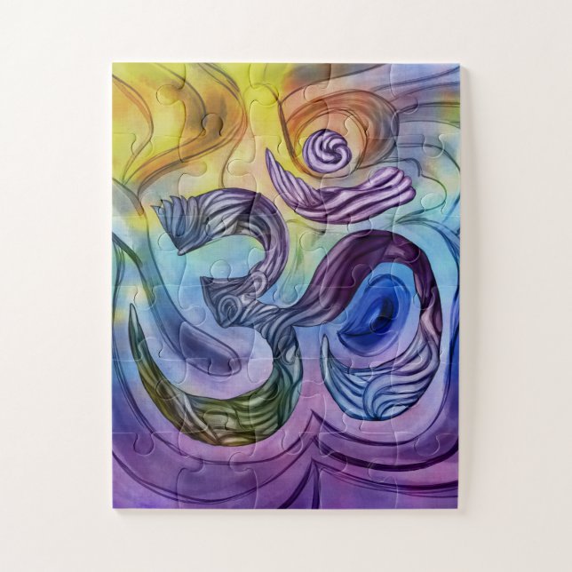 OM symbol Watercolor drawing Jigsaw Puzzle (Vertical)