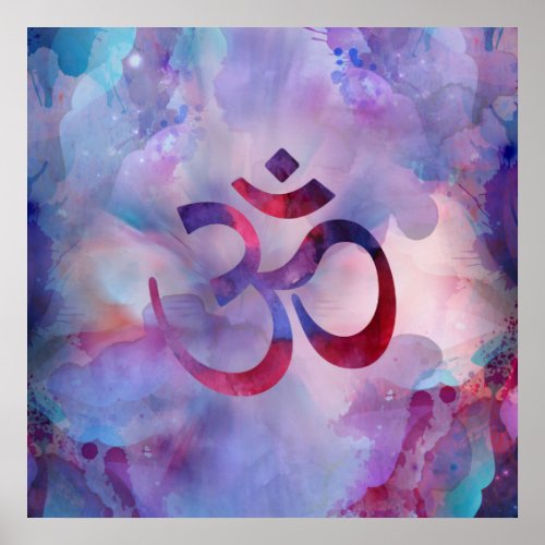 Om Symbol Watercolor Purples Poster