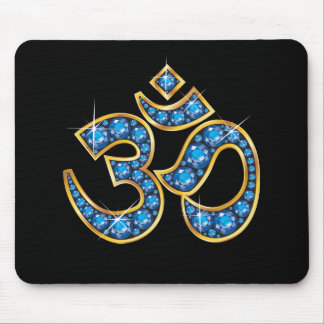 Om Symbol with "Aquamarine" Stones Mouse Pad