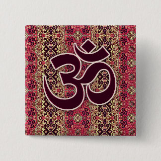 Om Symbol with Indian design background Button