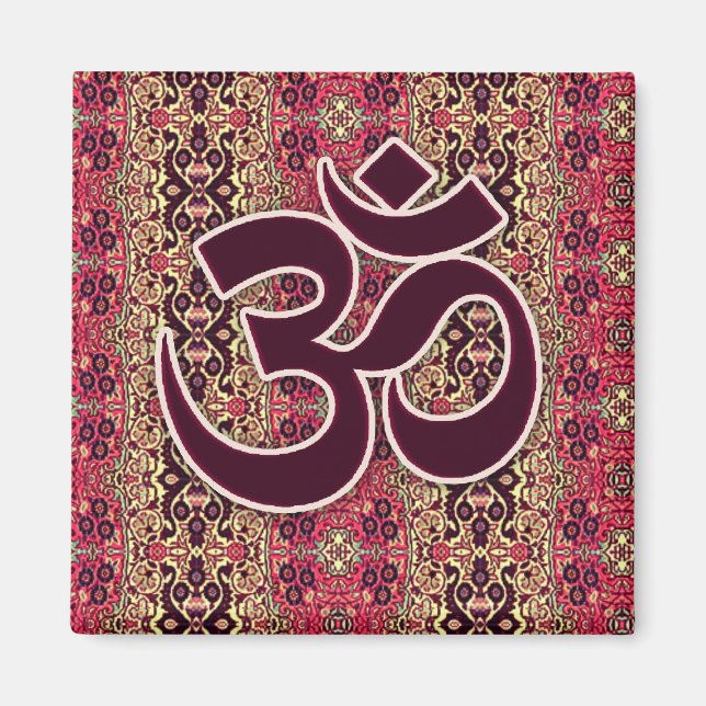 Om Symbol with Indian design background Magnet (Front)