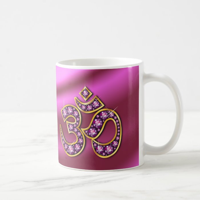 Om Symbol with "Rose Quartz" Stones Cup Coffee Mugs