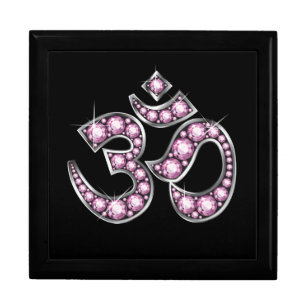 Om Symbol with "Rose Quartz" Stones Gift Box