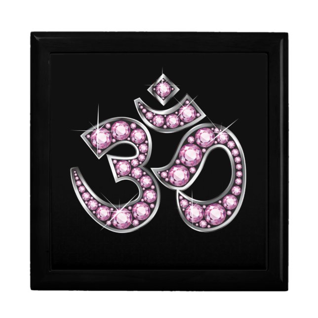 Om Symbol with "Rose Quartz" Stones Gift Box (Front)