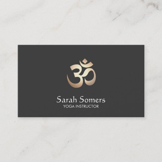Om Symbol Yoga and Meditation Elegant Business Card (Front)