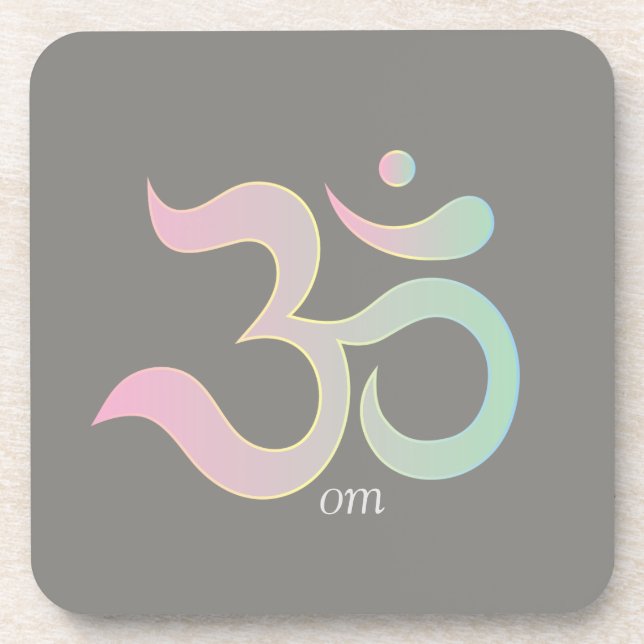 Om symbol zen pastel pink green gray coaster (Front)
